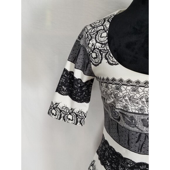 NWT - Kardashian Kollection Dress size L Bodycon Tattoo Style Vegas Black White - Picture 9 of 15